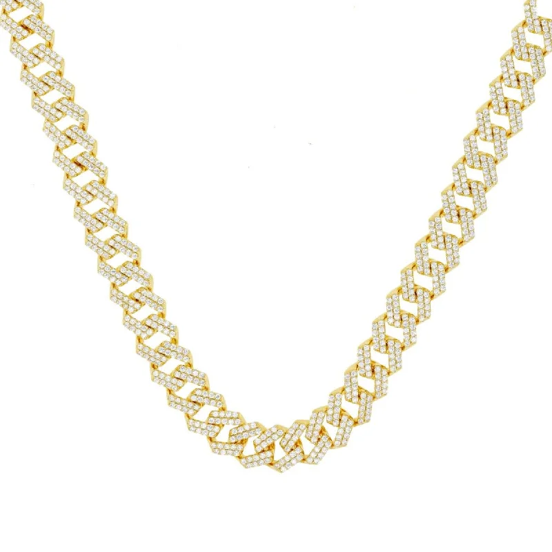 Luxe Layers 14KT Yellow Gold Plated Sterling Silver Cubic Zirconia 20-inch 10MM Cuban Link Chain