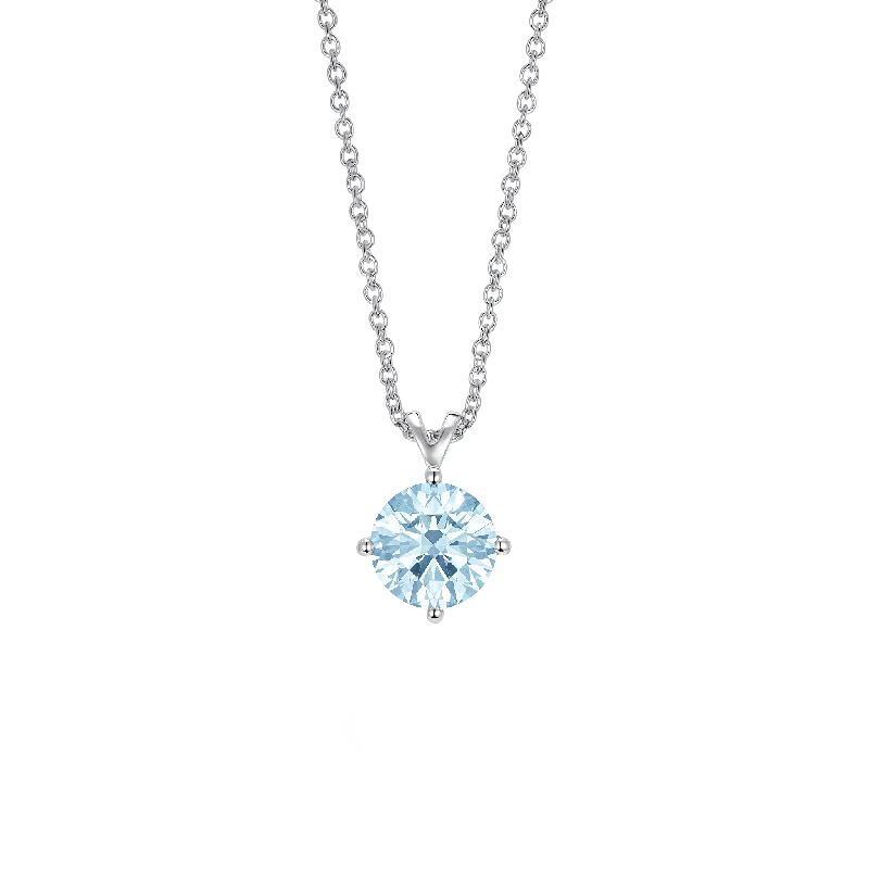 The Blue Round Brilliant Solitaire Bale Pendant