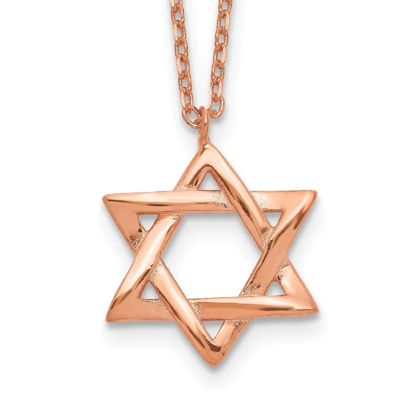 Rose Gold Plated Sterling Silver 16.5-inch Star Of David Necklace