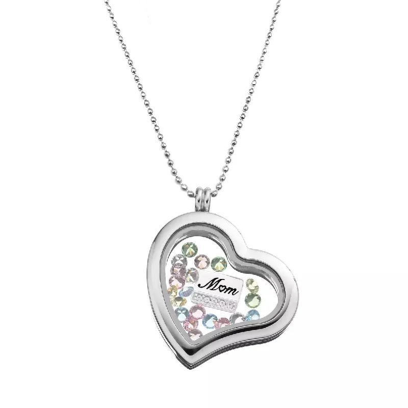 Stainless Steel and Crystals Heart Locket