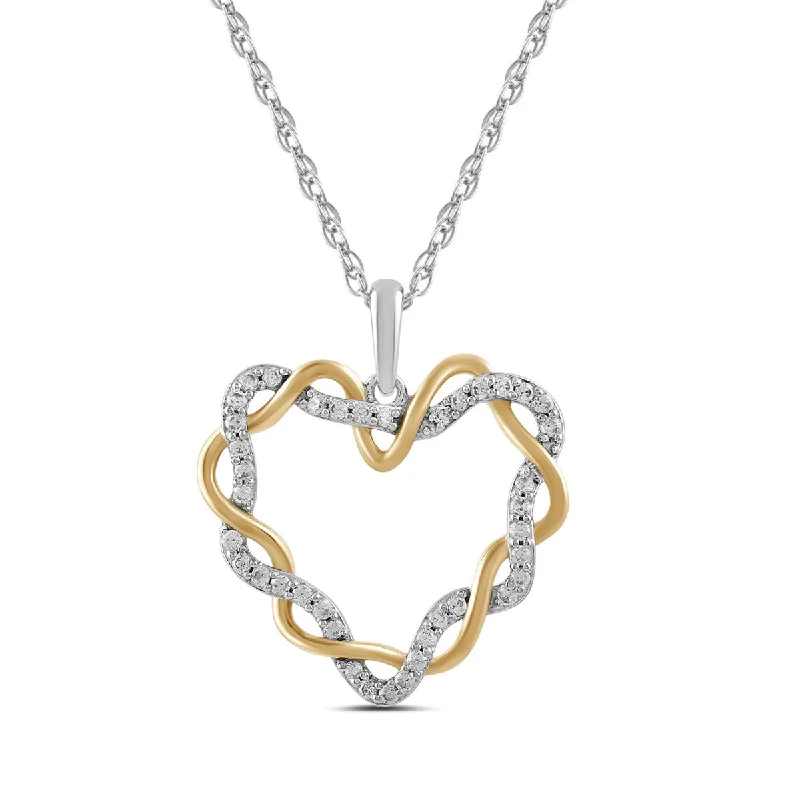 Two-Tone Sterling Silver and Cubic Zirconia Heart Pendant