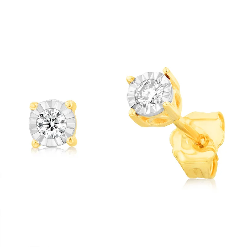 Save On Luxury Jewelry Pieces – Limited-Time Offers 1/10 Carat Diamond Solitaire Stud Earrings in 9ct Yellow Gold