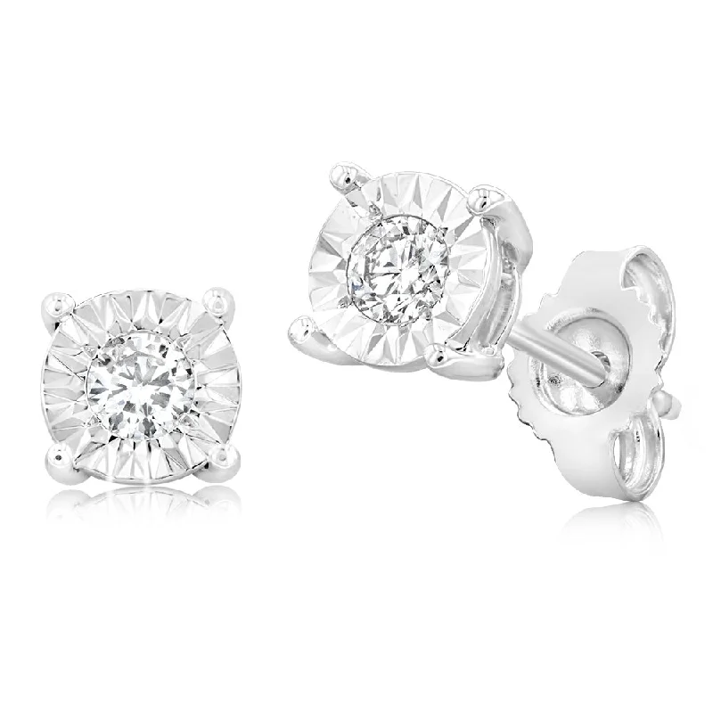 Flash Jewelry Sale – Get Stunning Pieces At Low Prices 1/10 Carat Diamond Solitaire Stud Earrings in Sterling Silver