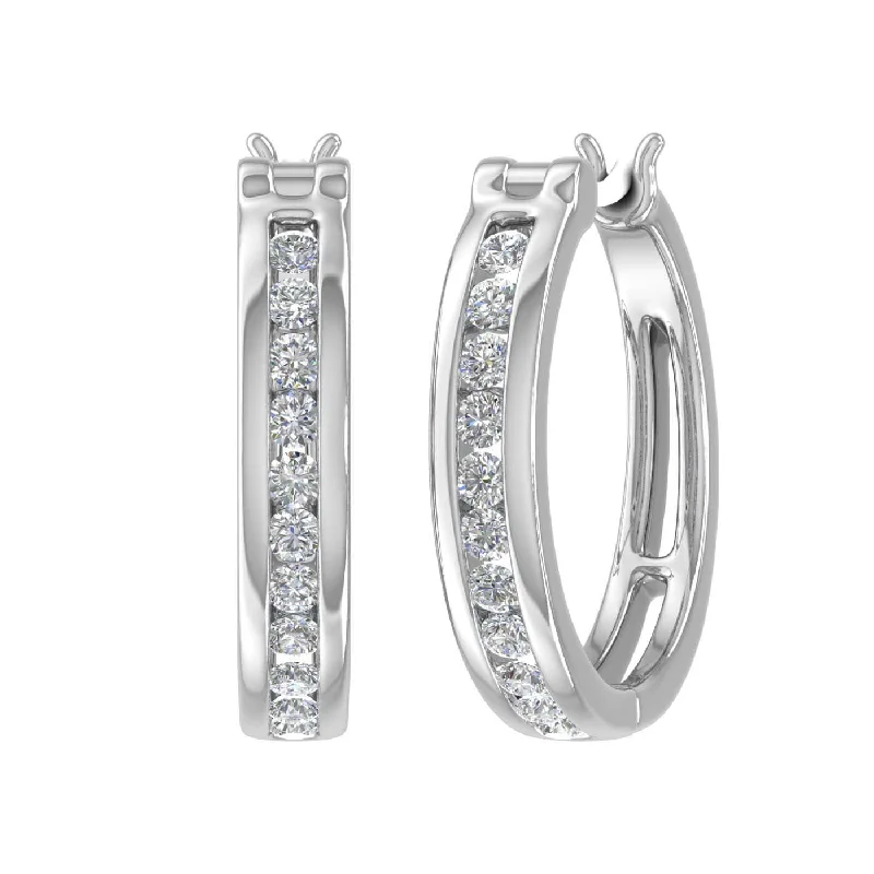 1/2 Carat Diamond Hoop Earrings in Gold - IGI Certified