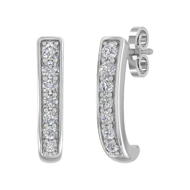 1/2 Carat Diamond Open Hoop Earrings in Gold - IGI Certified