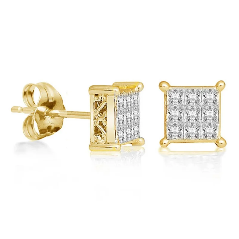 Luxury Jewelry At Unbeatable Discounts 1/2 CTW Diamond Cluster Stud Earrings in 14KT Yellow Gold