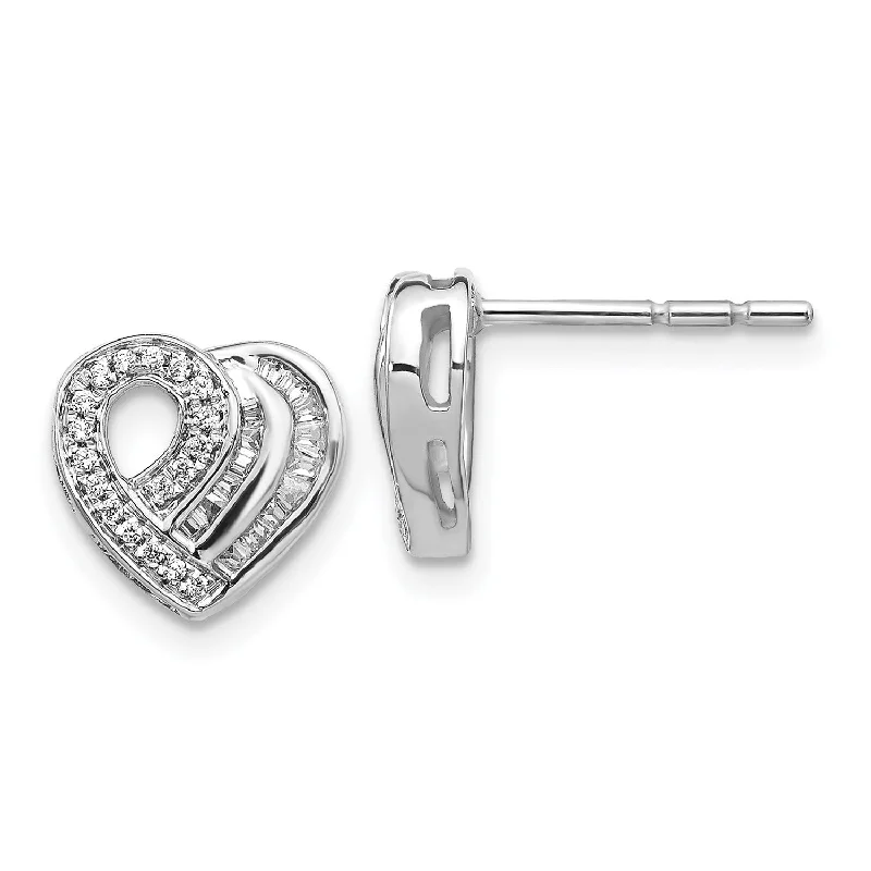 Delicate Crystal Jewelry For Sophisticated Charm 1/5 CTW Diamond Heart Stud Earrings in 14KT White Gold