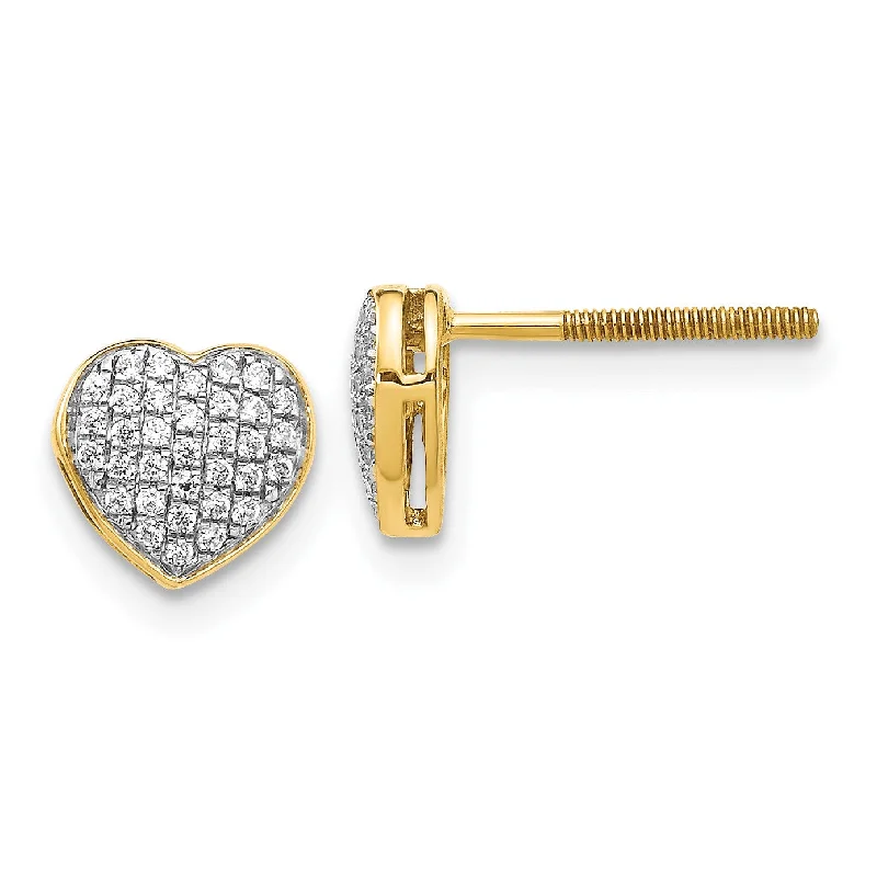 Personalized Engraved Jewelry For Meaningful Gifts 1/5 CTW Diamond Heart Stud Earrings in 14KT Yellow Gold