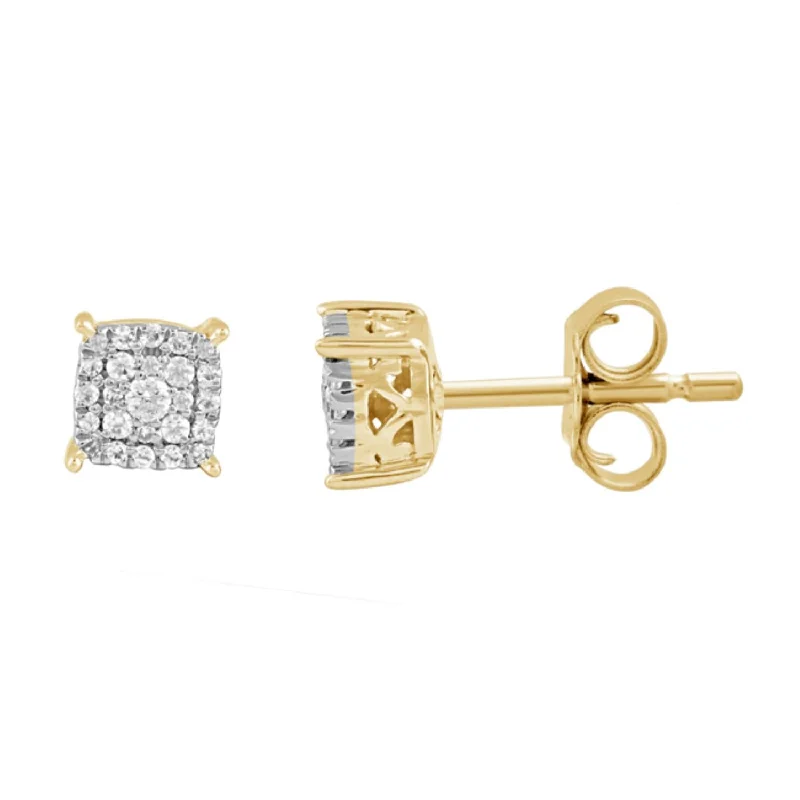 Flash Sale On Stunning Jewelry – Don't Miss Out 1/7 CTW Diamond Cluster Stud Earrings in 10KT Yellow Gold