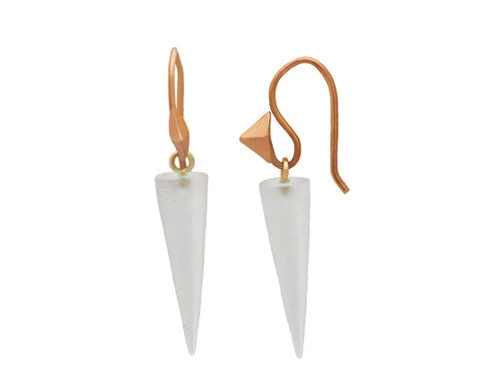 Frosted Rock Crystal Drop & Gold Thorn Hook Earrings