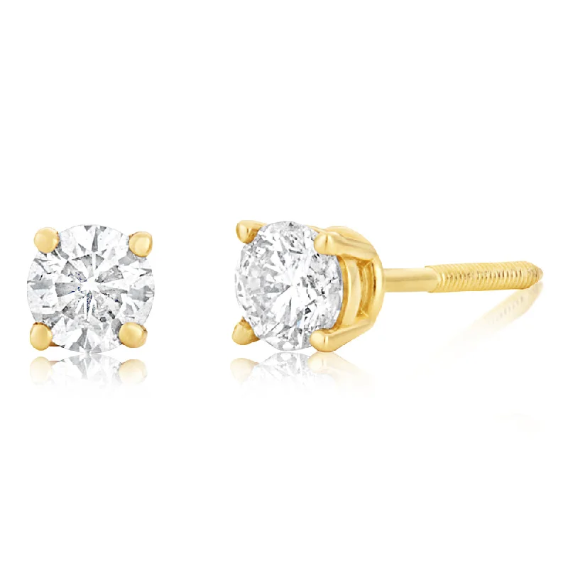 Exclusive Jewelry Sale – Shine For Less 14ct Yellow Gold 0.3 Carat Diamond Stud Earrings with Screw Back Butterfly