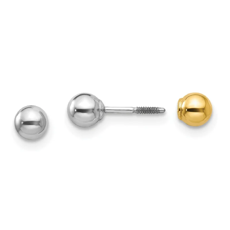 Best Jewelry Deals – Premium Quality At Exclusive Discounts 14KT White and Yellow Gold 4MM Reversible Ball Stud Earrings