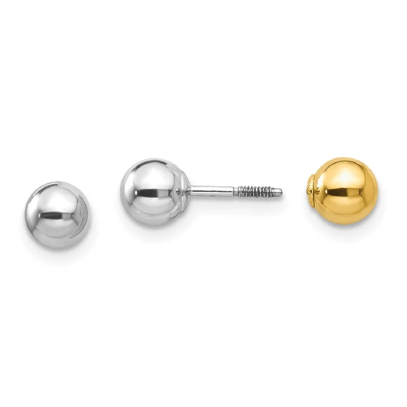 Affordable Luxury Jewelry – Style At A Great Price 14KT White and Yellow Gold 5MM Reversible Ball Stud Earrings