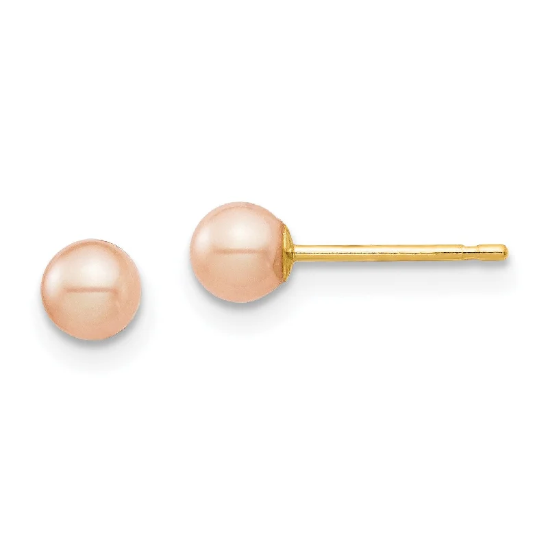 Trending Jewelry Now At Unbeatable Prices 3MM Round Pearl Stud Earrings in 14KT Yellow Gold