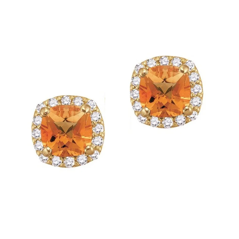 Modern Jewelry At Exclusive Discounts – Shop Today 5MM Cushion Citrine and White Sapphire Birthstone Halo Stud Earrings in 10KT Yellow Gold