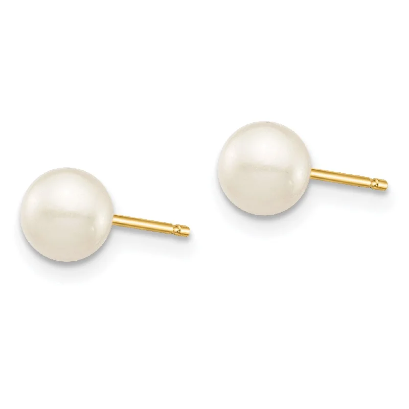 Elegant Necklaces And Bracelets At Limited-Time Offers 5MM Round Pearl Stud Earrings in 14KT Yellow Gold