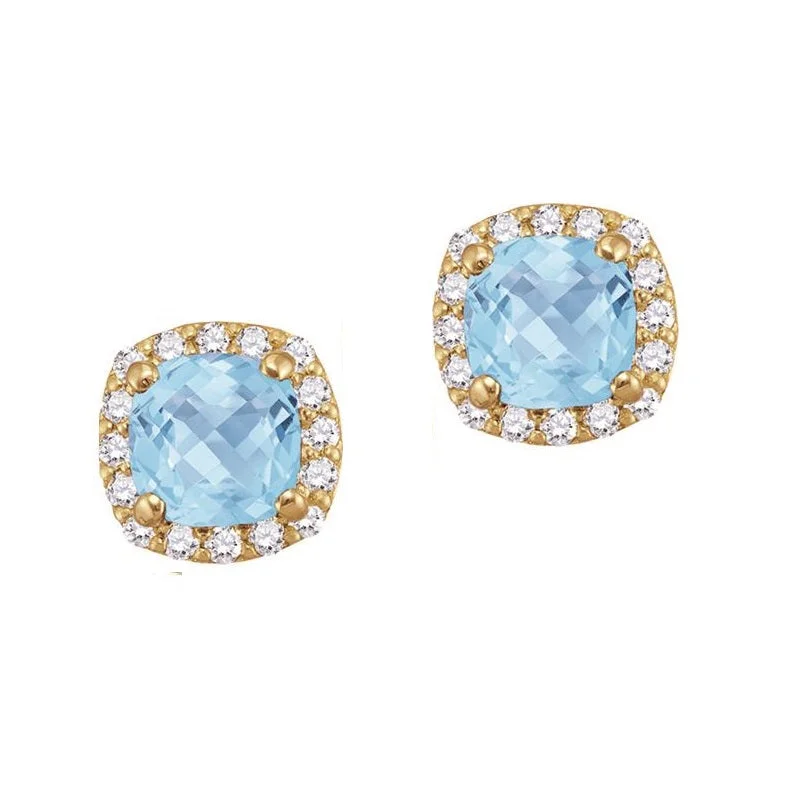 Huge Savings On Timeless Jewelry Collections 5MM Simulated Aquamarine and White Sapphire Stud Earrings in 10KT Yellow Gold