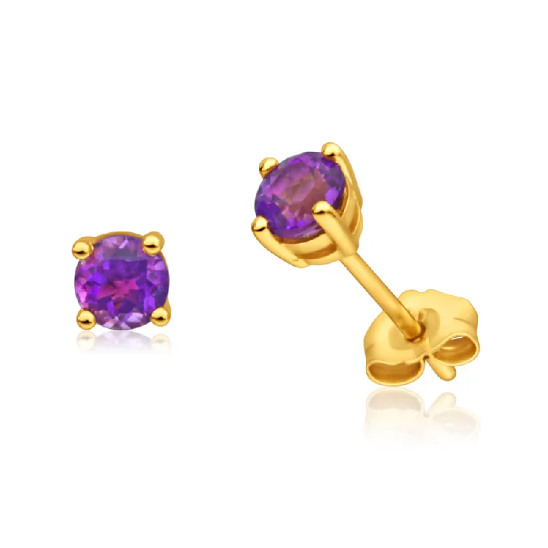 Once-A-Year Jewelry Deals – Shop Before They’Re Gone 9ct Alluring Yellow Gold Amethyst Stud Earrings