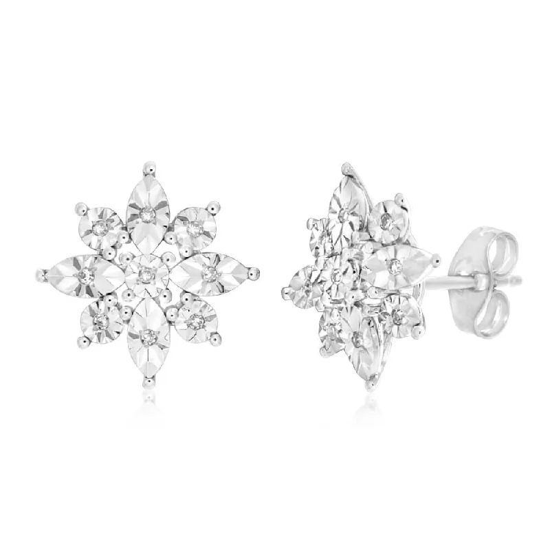 Unmissable Deals On Handmade Jewelry Collections 9ct Elegant White Gold Diamond Stud Earrings