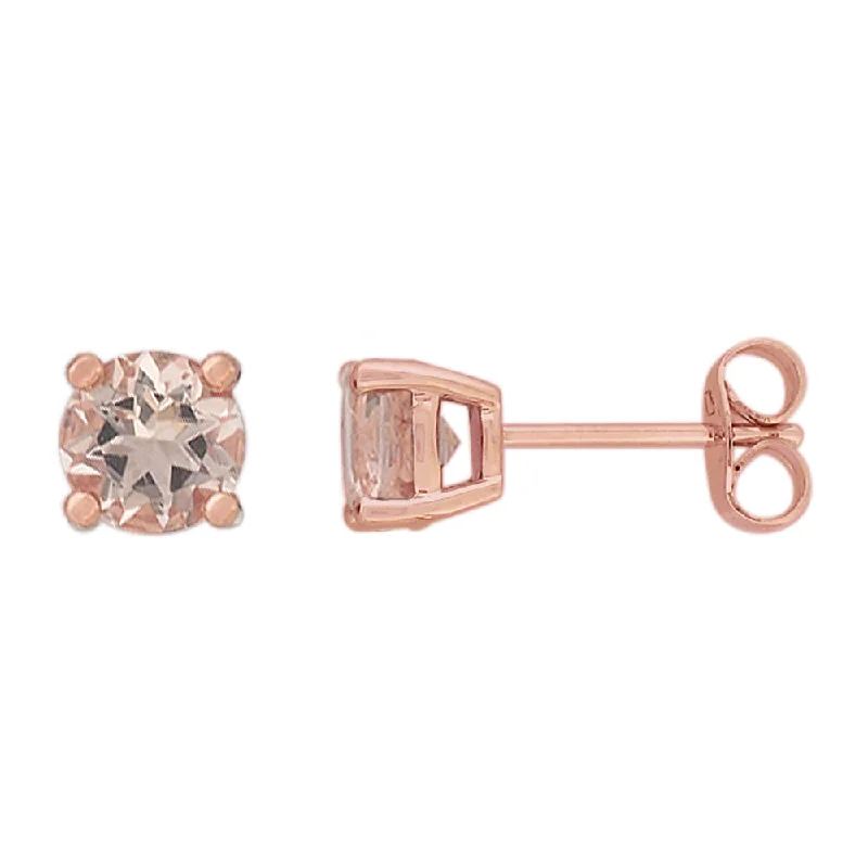 Trendy Minimalist Jewelry For Everyday Wear 9ct Rose Gold 5mm Morganite Stud Earrings