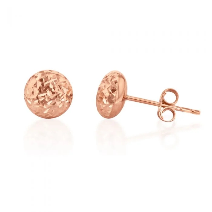 Timeless Elegance At Unbelievable Discounts 9ct Rose Gold Diamond Cut 7mm Stud Earrings