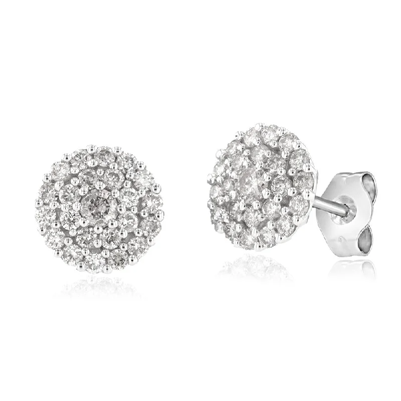 Exclusive Jewelry Sale – Grab Timeless Pieces Now 9ct White Gold 1/2 Carat Diamond Cluster Stud Earrings