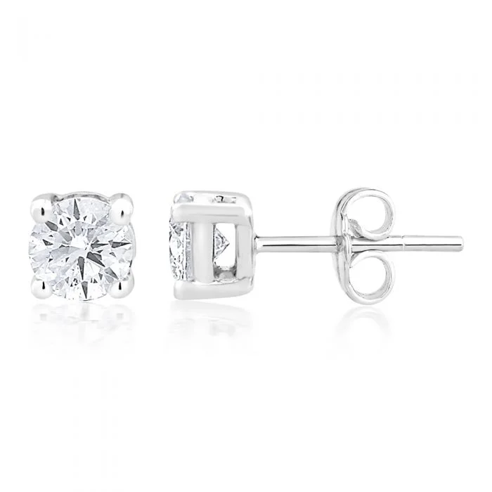 Modern Statement Jewelry For Bold Styling 9ct White Gold 1/2 Carat Diamond Stud Earrings