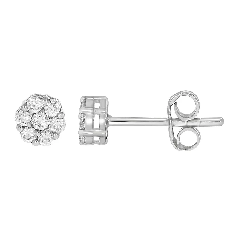 Jewelry Deals That Outshine The Rest 9ct White Gold 1/4 Carat Diamond Cluster Stud Earrings