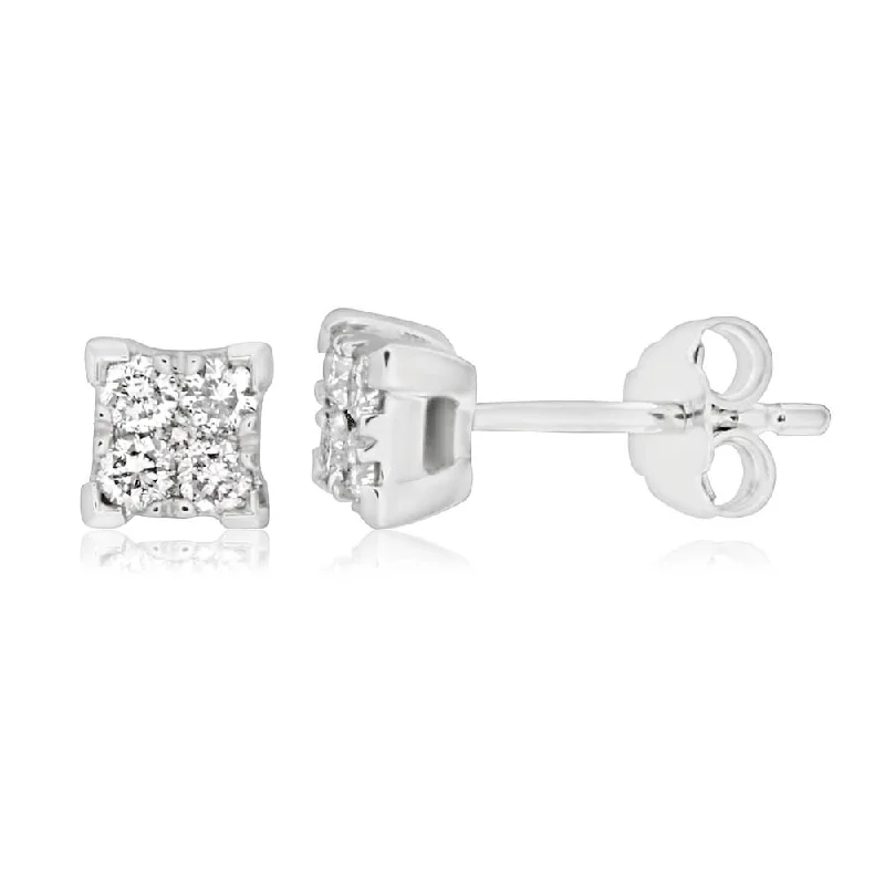 Gorgeous Jewelry, Limited-Time Savings 9ct White Gold 1/4 Carat Diamond Stud Earrings set with 10 Brilliant Diamonds