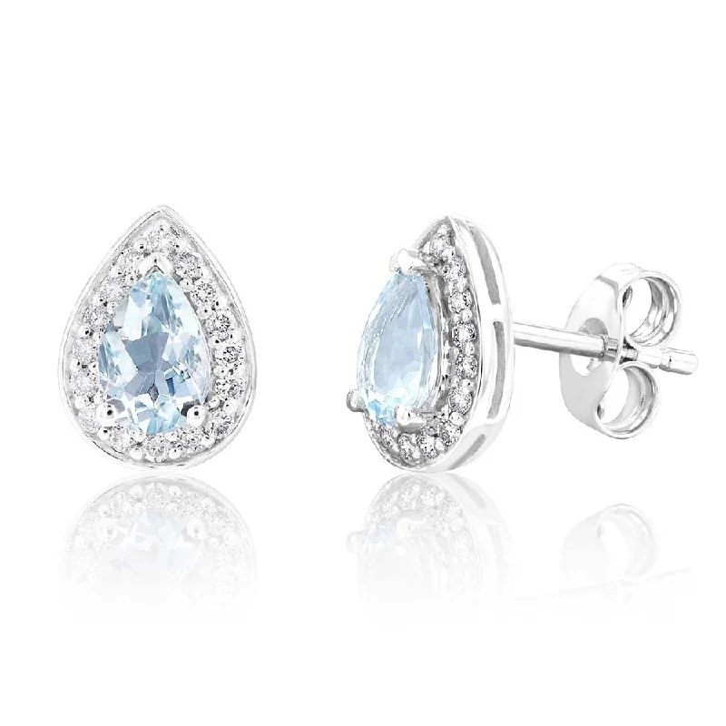 Adjustable Charm Bracelets For A Perfect Fit 9ct White Gold 6x4mm Aquamarine and Diamond Pear Halo Stud Earrings