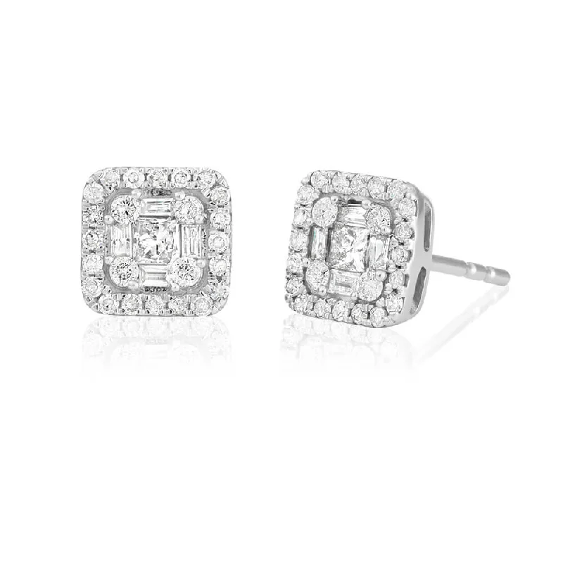 Trending Jewelry Styles Now At Limited-Time Discounts 9ct White Gold  Exquisite Diamond Stud Earrings