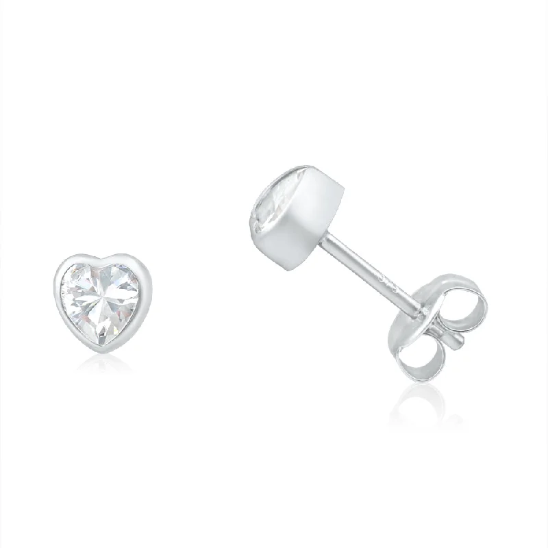 Limited-Stock Jewelry Sale – Shop Before It's Gone 9ct White Gold Heart Cubic Zirconia Stud Earrings