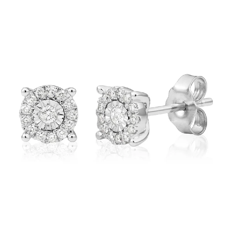 Grab Stylish Jewelry Before The Sale Ends 9ct White Gold Lovely Diamond Stud Earrings