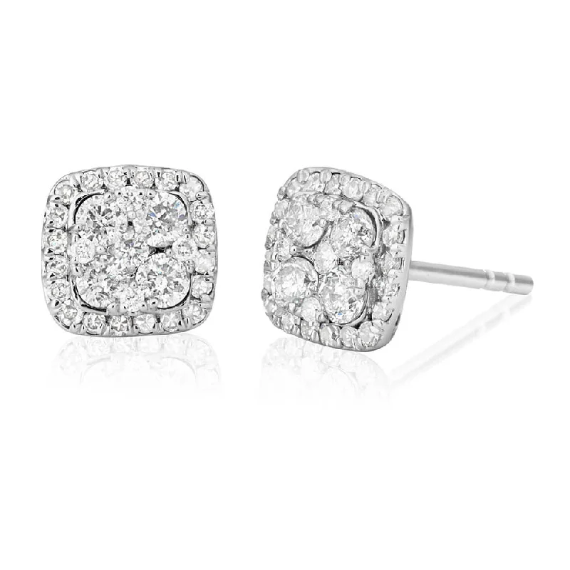 Luxury Jewelry At Unbeatable Discounts 9ct White Gold Radiant 1/2 Carat Diamond Stud Earrings