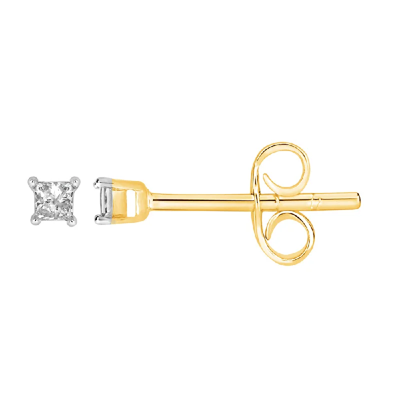 Jewelry Sale Bonanza – Grab Your Sparkle Now 9ct Yellow Gold  0.05 Carat Princess Diamond Stud Earrings