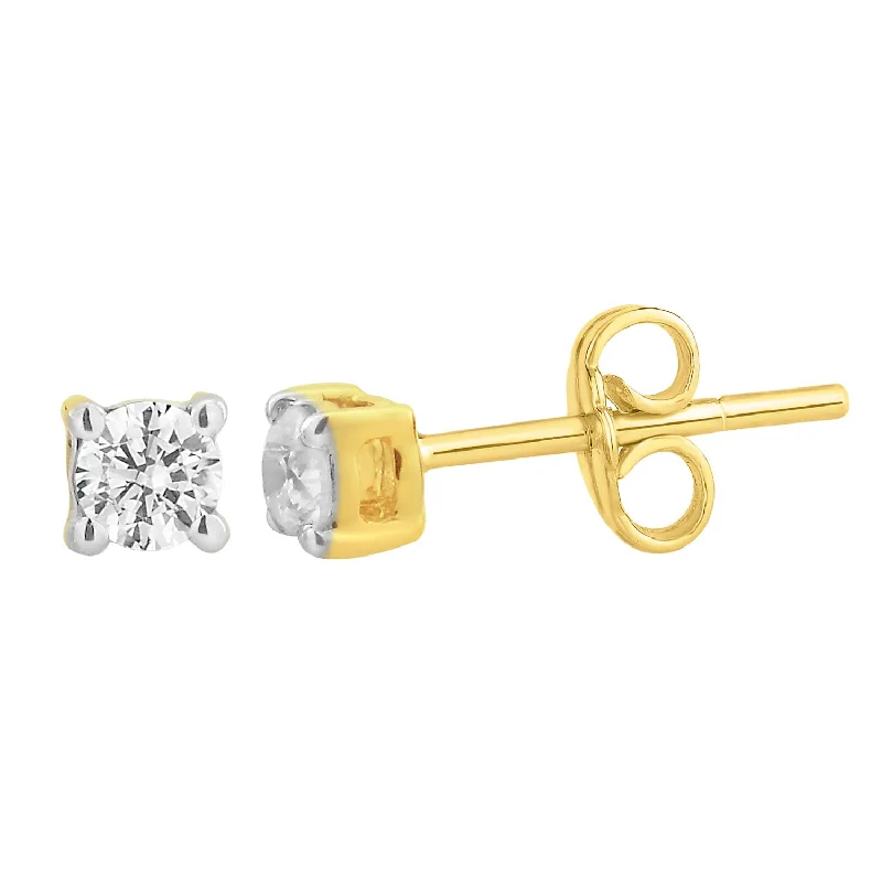 Discounted Jewelry For A Glamorous Look 9ct Yellow Gold  0.10 Carat Diamond Stud Earrings