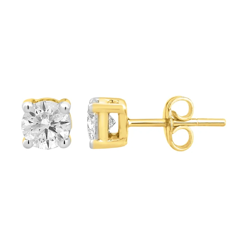 Waterproof Stainless Steel Jewelry For Lasting Beauty 9ct Yellow Gold 1/2 Carat Diamond Stud Earrings