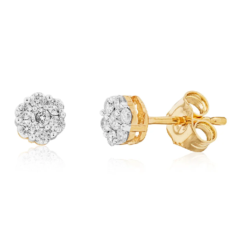 Your Dream Jewelry At Dream Prices 9ct Yellow Gold 1/4 Carat Diamond Stud Earrings