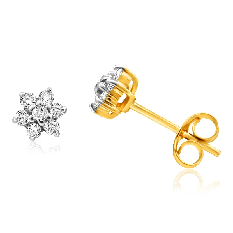 Your Dream Jewelry At Dream Prices 9ct Yellow Gold 1/5 Carat Dazzling Diamond Stud Earrings