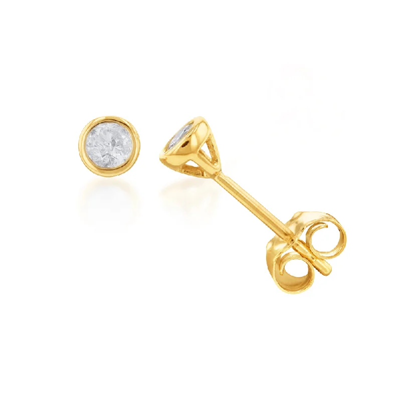 Stunning Jewelry At A Fraction Of The Price 9ct Yellow Gold 1/5 Carat Diamond Stud Earrings