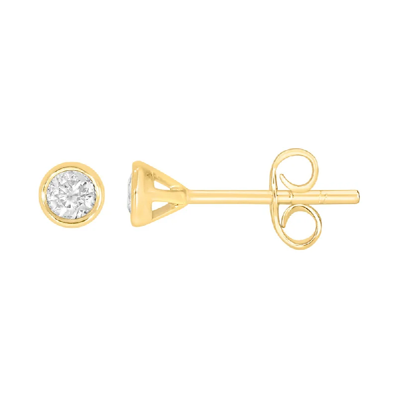 Timeless Elegance At Unbelievable Discounts 9ct Yellow Gold 1/6 Carat Diamond Stud Earrings