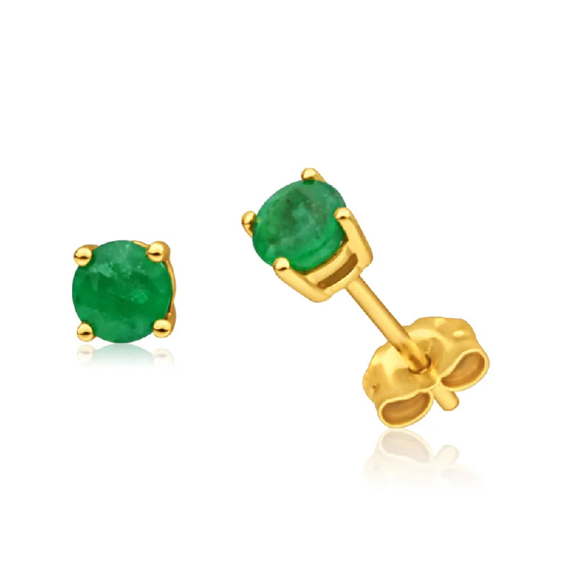 Unmissable Discounts On Timeless Jewelry Pieces 9ct Yellow Gold 4mm Emerald Stud Earrings