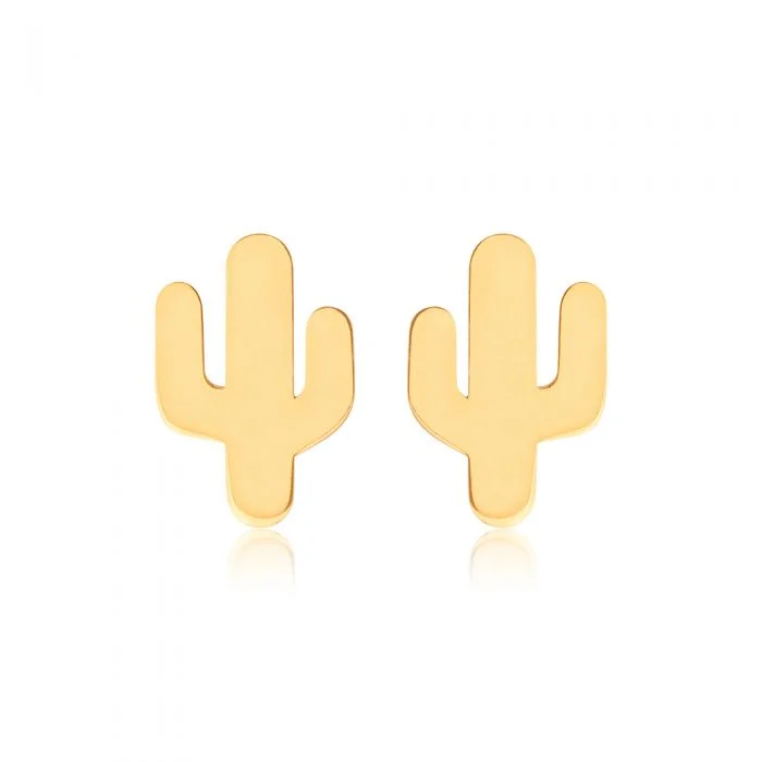 Special Sale On Handcrafted Jewelry – Shop Today 9ct Yellow Gold Cactus Stud Earrings