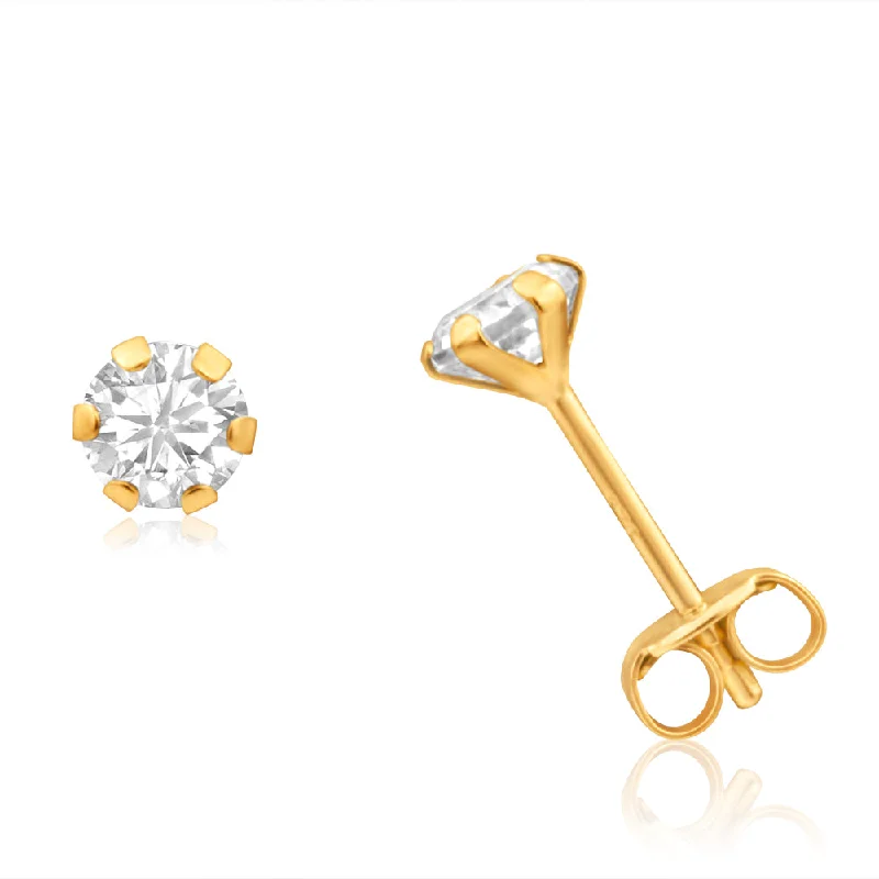 The Perfect Accessory For Less – Jewelry Sale Live 9ct Yellow Gold Cubic Zirconia 4mm 6 Claw Stud Earrings