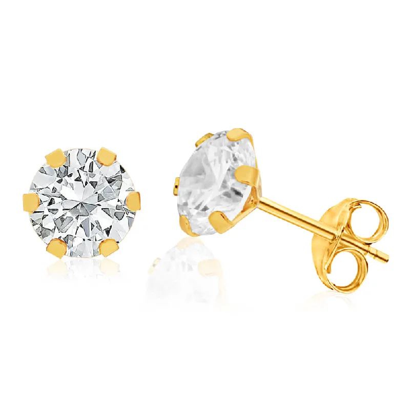 Don't Miss Out On Jaw-Dropping Jewelry Discounts 9ct Yellow Gold Cubic Zirconia 6mm Round Stud Earrings