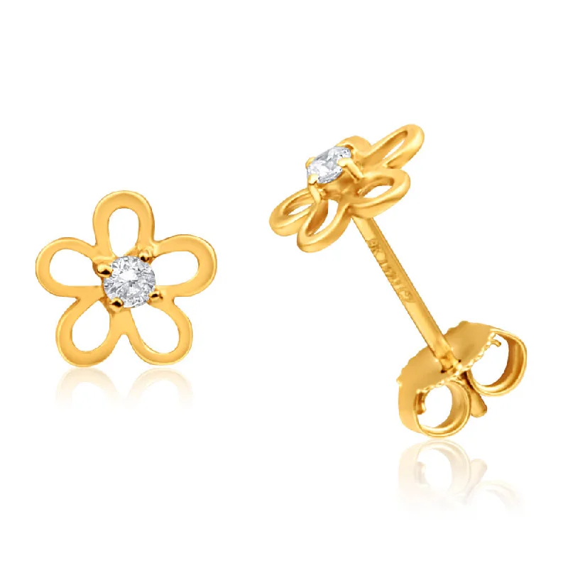 Holiday Jewelry Sale – Perfect Gifts At The Best Prices 9ct Yellow Gold Cubic Zirconia Flower Stud Earrings