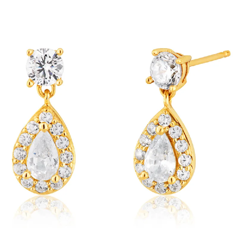 Trending Jewelry Styles Now At Limited-Time Discounts 9ct Yellow Gold Cubic Zirconia Teardrop Stud Earrings