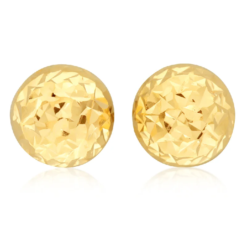 Timeless Elegance, Temporary Discounts – Act Fast 9ct Yellow Gold Diamond Cut Half Round 6mm Stud Earrings