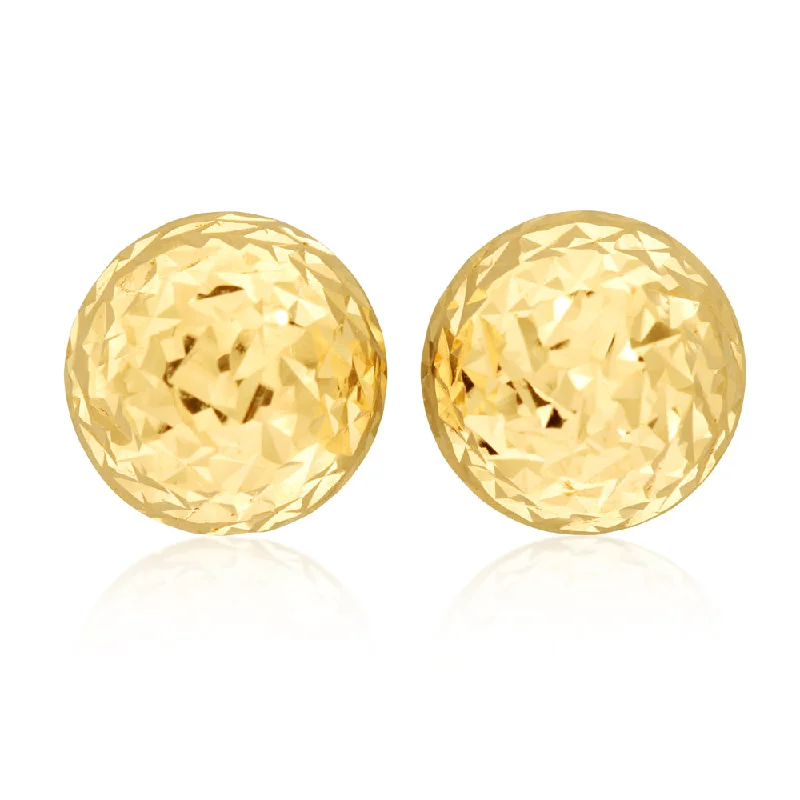 Stunning Jewelry At Even More Stunning Prices 9ct Yellow Gold Diamond Cut Half Round 7mm Stud Earrings