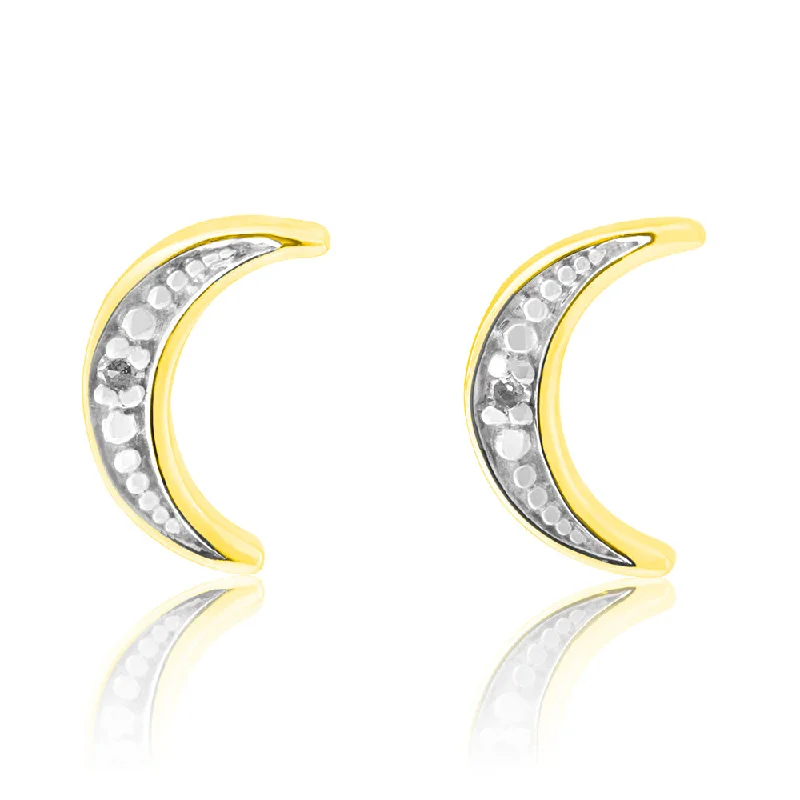 Best Jewelry Sale – Shop Exclusive Designs Now 9ct Yellow Gold Diamond Moon Stud Earrings